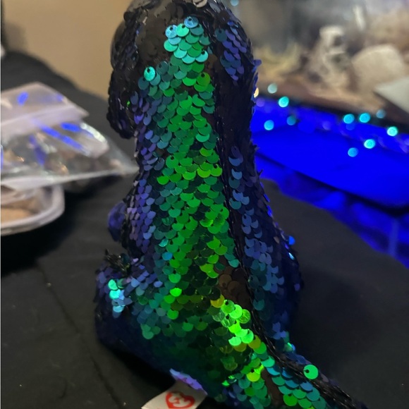 Beanie Boos Crunch The Dinosaur Flip Sequins Purple Sparkly Eyes 7" - Picture 3 of 6